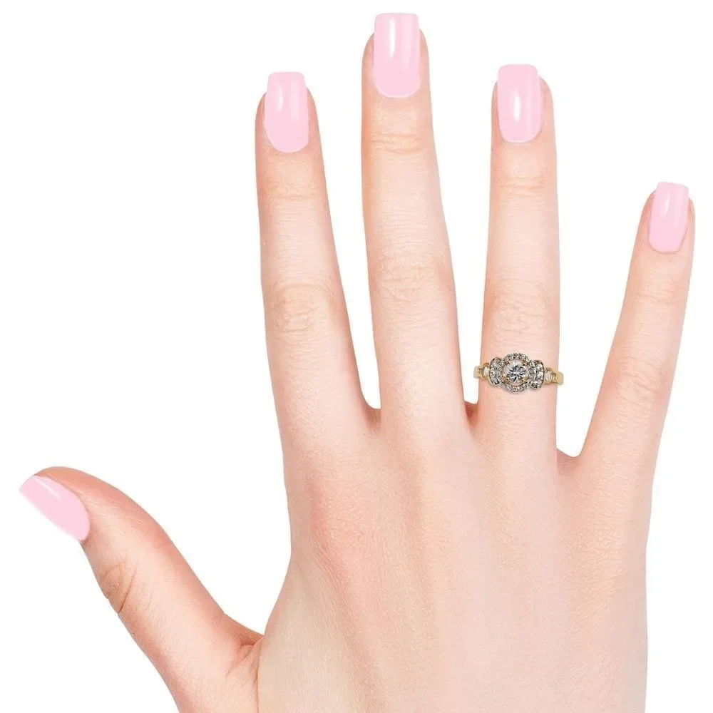 Ring White Zircon YG Over Sterling Silver Size 8.0